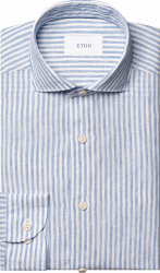 Lyseblå Stribet Hørskjorte