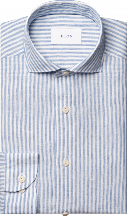 Eton - Lysebl&aring; Stribet H&oslash;rskjorte - Lysebl&aring;