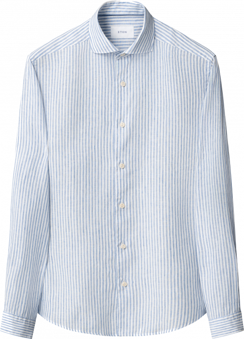 Eton - Lysebl&aring; Stribet H&oslash;rskjorte - Lysebl&aring;