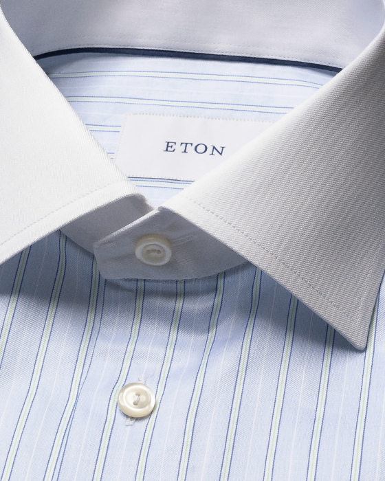 Eton - Lysebl&aring; White Collar Slim Fit Skjorte - Lysebl&aring;