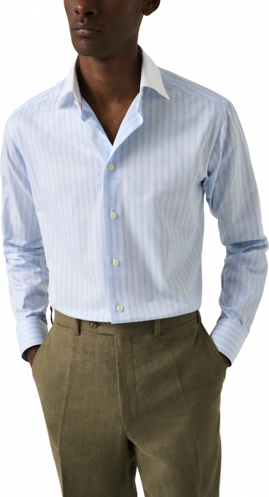 Eton - Lysebl&aring; White Collar Slim Fit Skjorte - Lysebl&aring;
