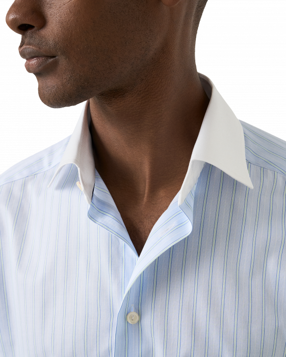 Eton - Lysebl&aring; White Collar Slim Fit Skjorte - Lysebl&aring;