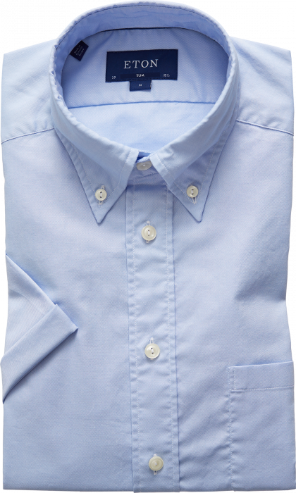 Eton - Oxford Short Sleeve, Slim Fit, Button Down - Himmelblå