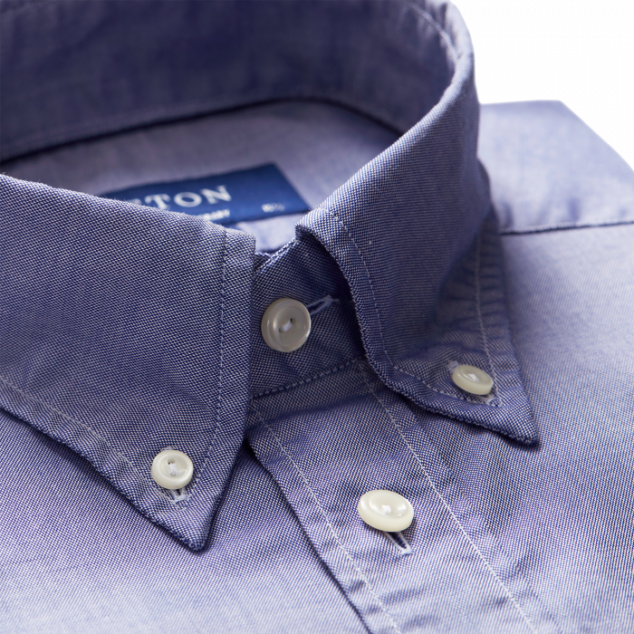 Eton - Oxford Short Sleeve, Slim Fit, Button Down - M&oslash;rk bl&aring;