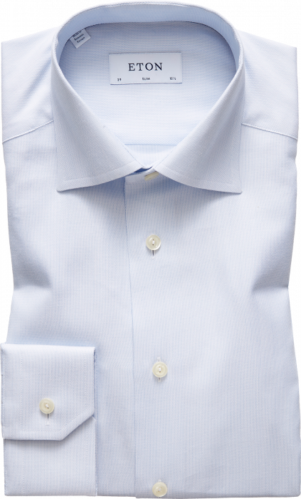 Eton - Sky Blue Royal Dobby, Slim Fit, Cut Away - Himmelblå