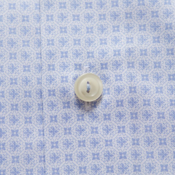 Eton - Blue Geometric Poplin, Slim Fit, Cut Away - Himmelbl&aring; & hvid