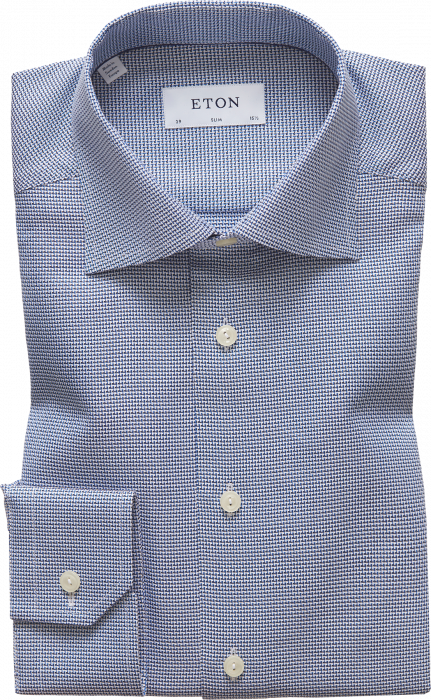 Eton - Blue And White Dobby, Slim Fit, Cut Away - Blå