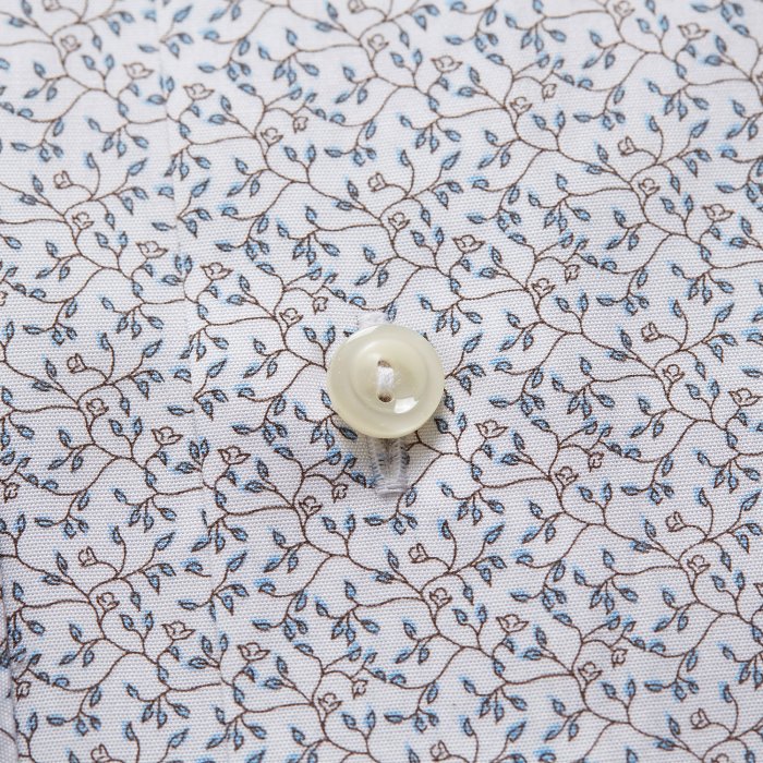 Eton - White Floral Poplin, Slim Fit, Cut Away - Hvid