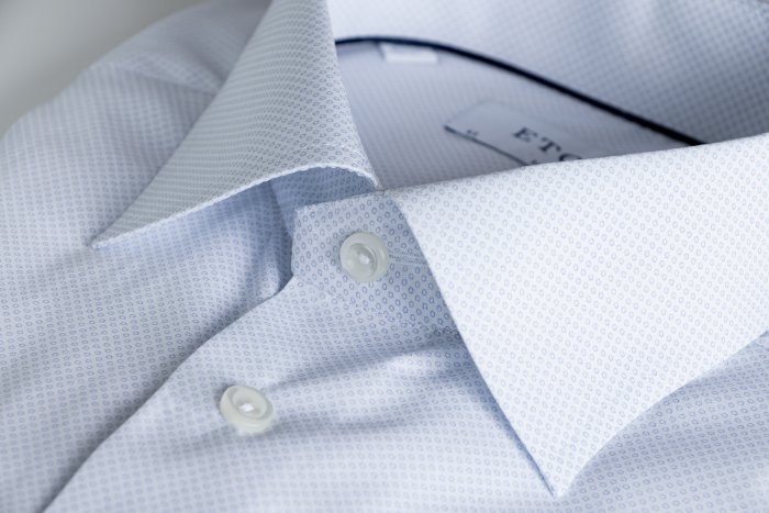 Eton - Lys Herreskjorte Med M&oslash;nster, Slim Fit - Hvid & himmelbl&aring;