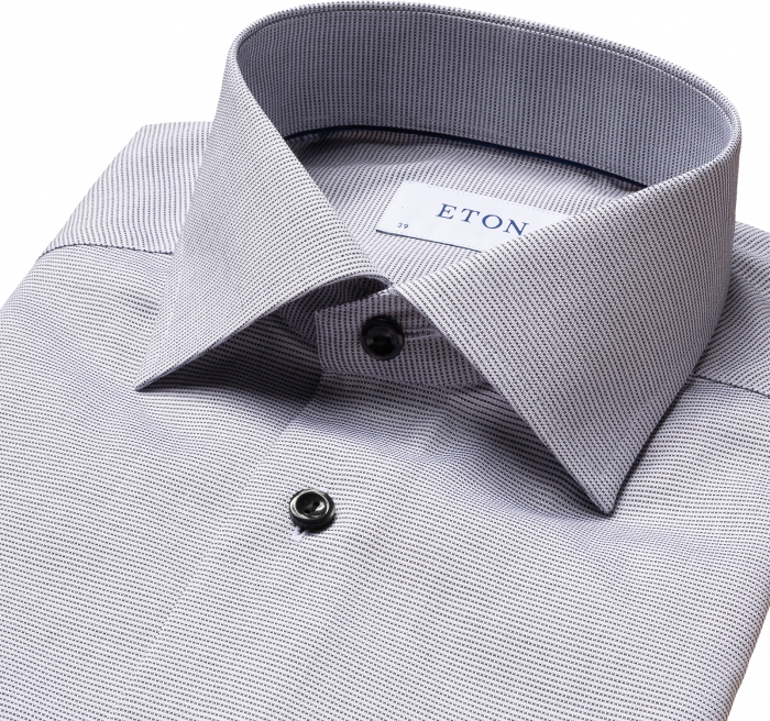 Eton - Sort-Hvid Herreskjorte I Twill, Slimfit - Sort & hvid