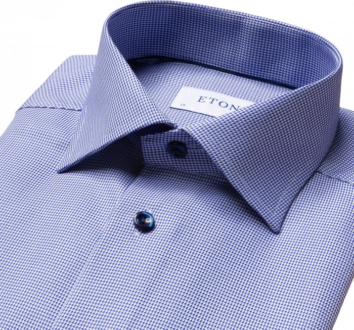 Eton - Herreskjorte I Bl&aring;m&oslash;nstret Twill, Slim Fit - Himmelbl&aring;