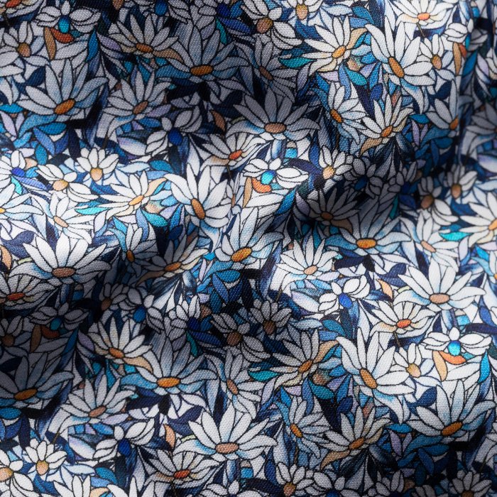 Eton - Farverig Herreskjorte Med Blomstermotiv, Slim Fit - Bl&aring;