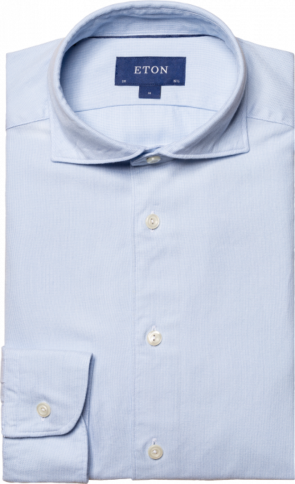 Eton - Bl&aring; Houndstooth Herreskjorte Med Slim Fit - Himmelbl&aring;