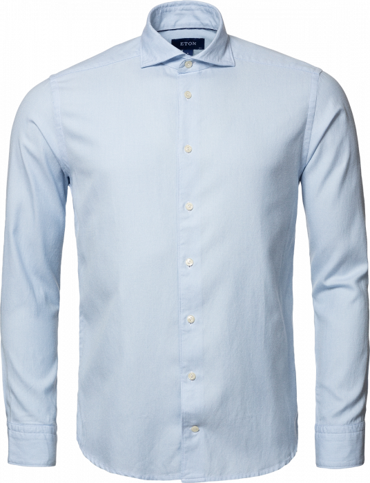 Eton - Lysebl&aring; Houndstooth Flannel Herreskjorte - Himmelbl&aring;