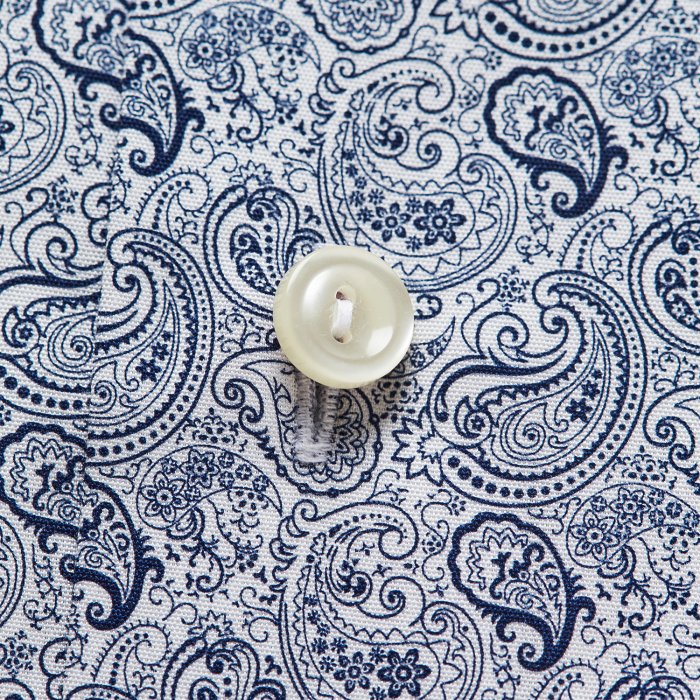 Eton - Paisley Print Poplin, Slim Fit, Extreme Cut Away - M&oslash;rk bl&aring; & hvid
