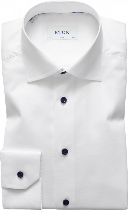 Eton - White Twill, Slim Fit, Cut Away - Hvid