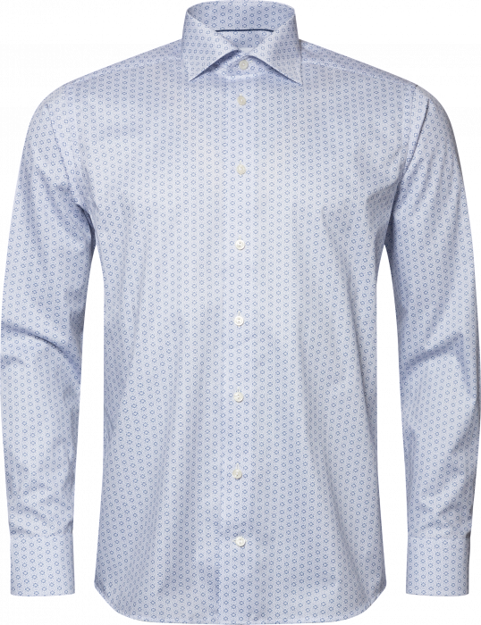 Eton - Lysebl&aring; Twill Med M&oslash;nsterprint, Slim Fit - Himmelbl&aring;