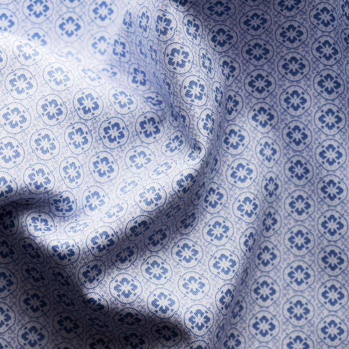 Eton - Lysebl&aring; Twill Med M&oslash;nsterprint, Slim Fit - Himmelbl&aring;
