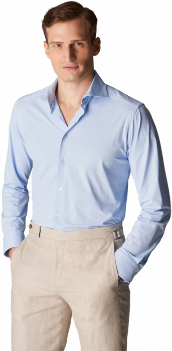 Eton - Two-Way Stretch Twillskjorte, Slim Fit - Himmelbl&aring;
