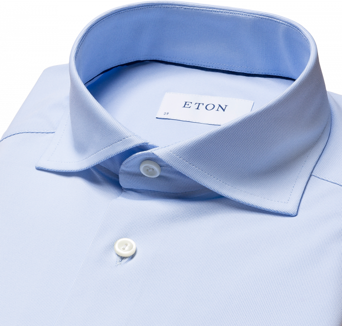 Eton - Two-Way Stretch Twillskjorte, Contemporary Fit - Himmelbl&aring;