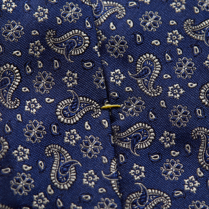 Eton - Navy Silkeslips Med Blomster Og Paisley Motiv - M&oslash;rk bl&aring;