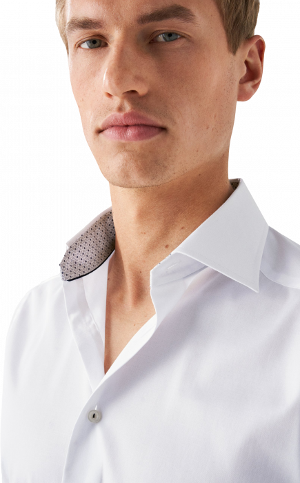 Eton - Hvid Businessskjorte Med Detaljer Slim Fit - Hvid
