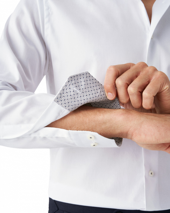 Eton - Hvid Businessskjorte Med Detaljer Contemporary - Hvid