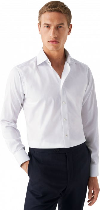 Eton - Hvid Businessskjorte Med Detaljer Contemporary - Hvid