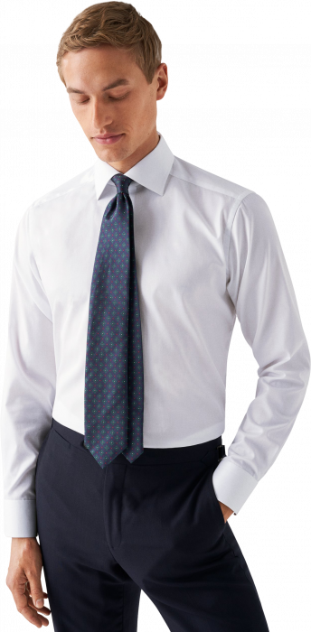 Eton - Hvid Businessskjorte Med Detaljer Contemporary - Hvid