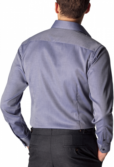 Eton - Navy Dobby Shirt, Slim Fit, Cut Away - Bl&aring;