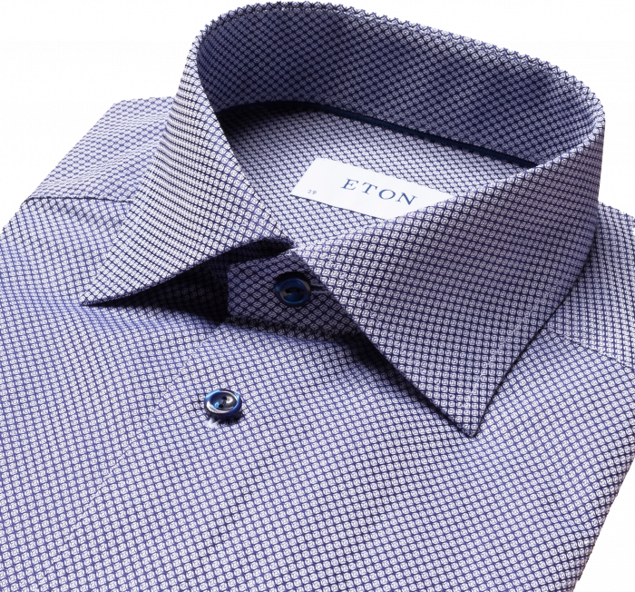 Eton - Navy Dobby Shirt, Slim Fit, Cut Away - Bl&aring;