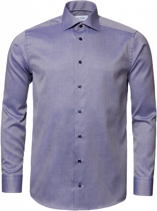 Eton - Navy Dobby Shirt, Slim Fit, Cut Away - Bl&aring;