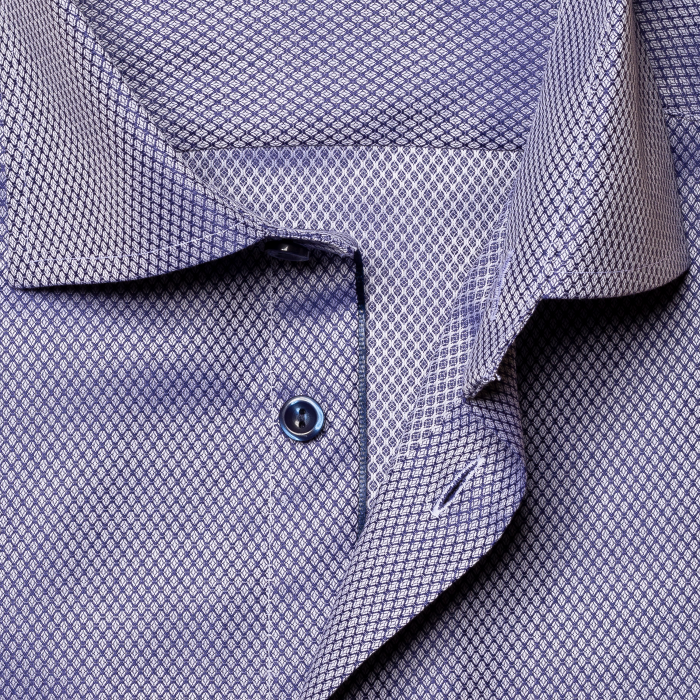 Eton - Navy Dobby Shirt, Slim Fit, Cut Away - Bl&aring;