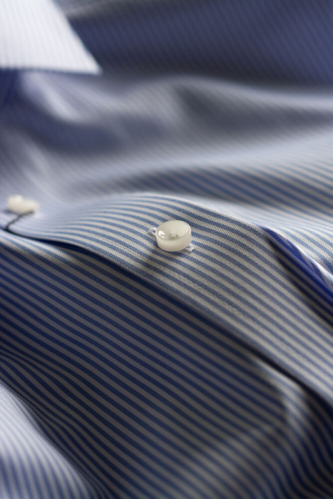 Harvest and Frost - Klassisk Twill Skjorte Slim Fit - Sky Blue & hvid