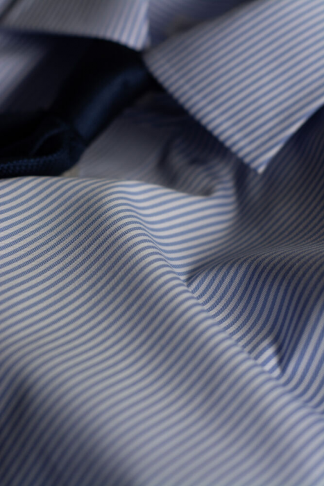 Harvest and Frost - Klassisk Twill Skjorte Slim Fit - Sky Blue & hvid