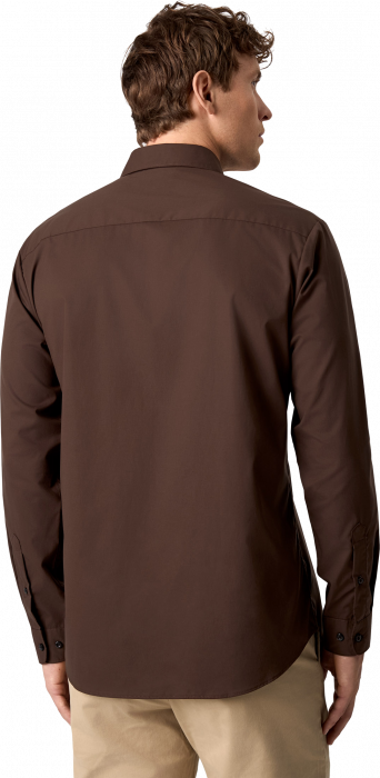 Seven Seas - Poplin Stretch Skjorte - Mocca - Mocca