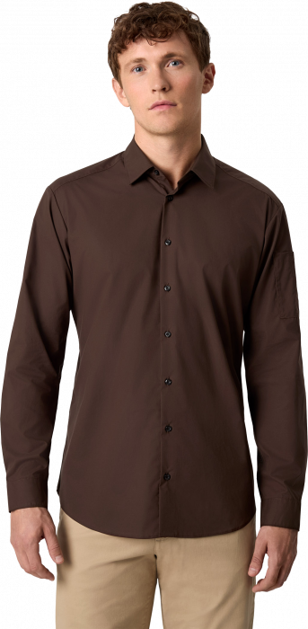 Seven Seas - Poplin Stretch Skjorte - Mocca - Mocca