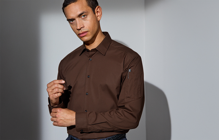 Seven Seas - Poplin Stretch Skjorte - Mocca - Mocca