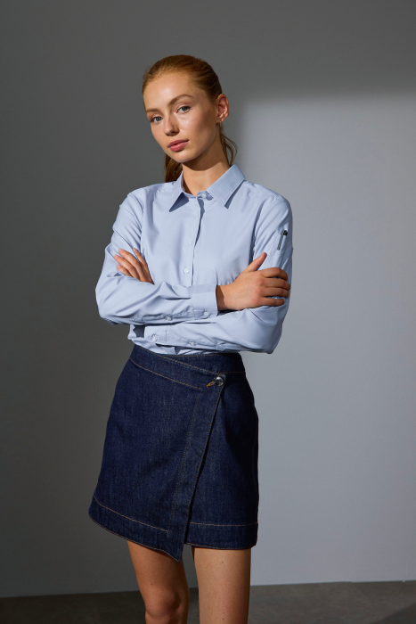 Seven Seas - Poplin Stretch Skjorte Dame - Light BLue - Light BLue