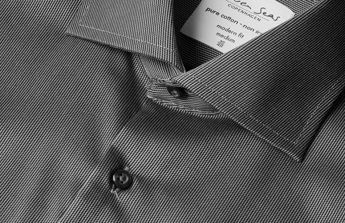 Seven Seas - Fine Twill California Stribet Skjorte Modern - Dark Grey