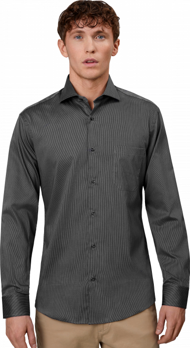 Seven Seas - Fine Twill California Stribet Skjorte Modern - Dark Grey