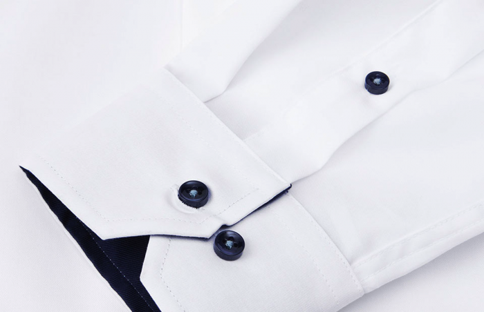 Seven Seas - Fine Twill Kontrast Skjorte Modern Fit - White