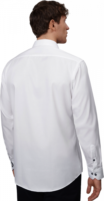 Seven Seas - Fine Twill Kontrast Skjorte Modern Fit - White
