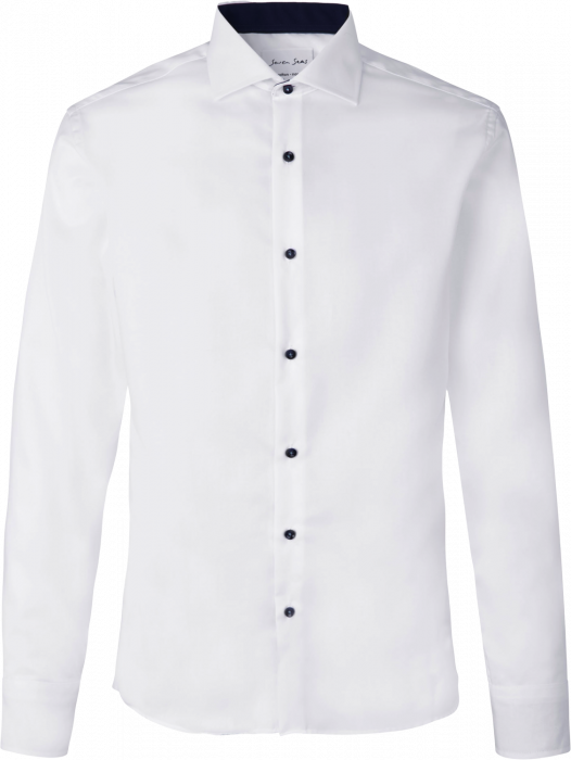 Seven Seas - Fine Twill Kontrast Skjorte Slim Fit - White
