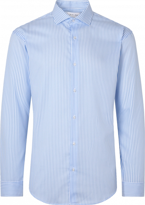 Seven Seas - Fine Twill Kadet Stribet Business Skjorte  Modern - Light BLue