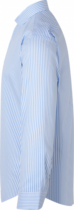 Seven Seas - Fine Twill Kadet Stribet Business Skjorte  Modern - Light BLue