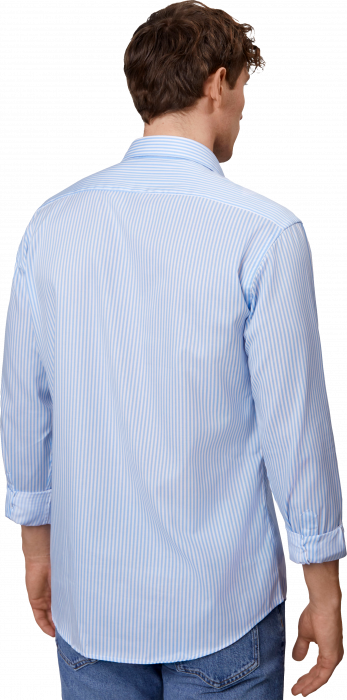 Seven Seas - Fine Twill Kadet Stribet Business Skjorte  Modern - Light BLue