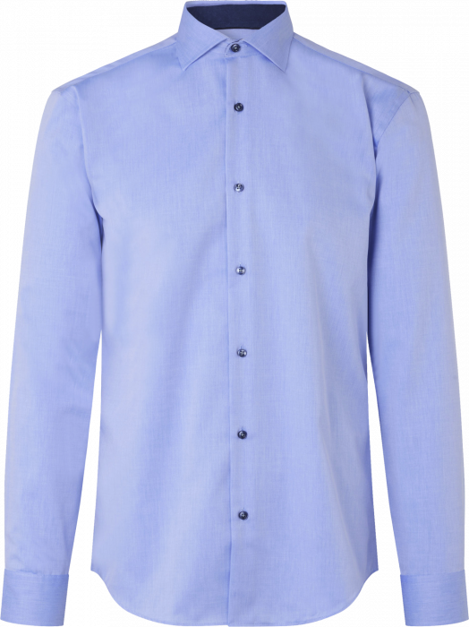 Seven Seas - Fine Twill Kontrast Skjorte Slim Fit - Light BLue