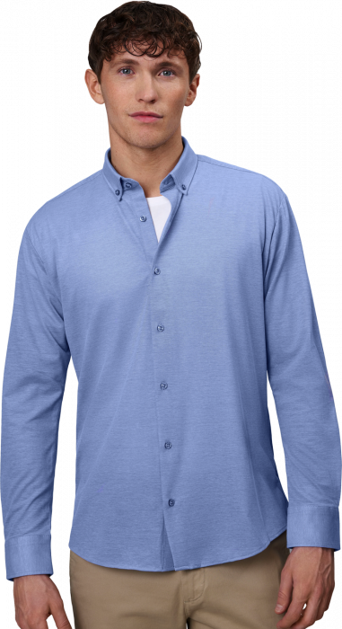 Seven Seas - The Jersey Stretch Skjorte Modern Fit - Light BLue