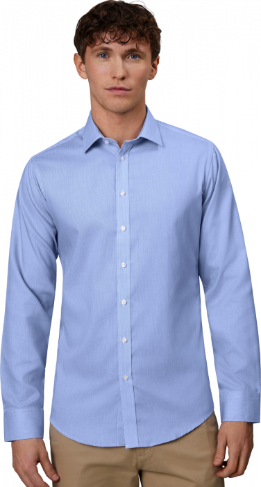 Seven Seas - Fine Twill California Stribet Skjorte Slim - Light BLue